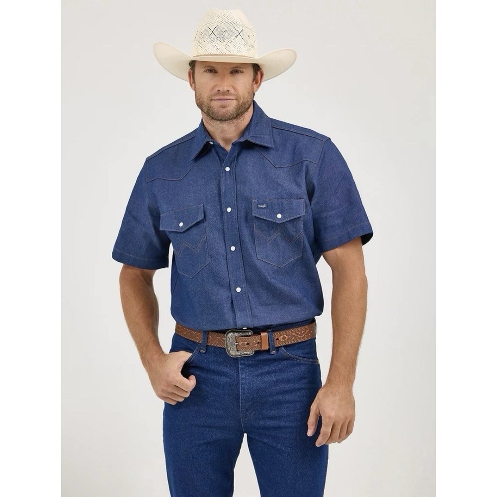 Wrangler Authentic Cowboy Cut Snap Front Work Shirt Short Sleeve Men's XL NWT